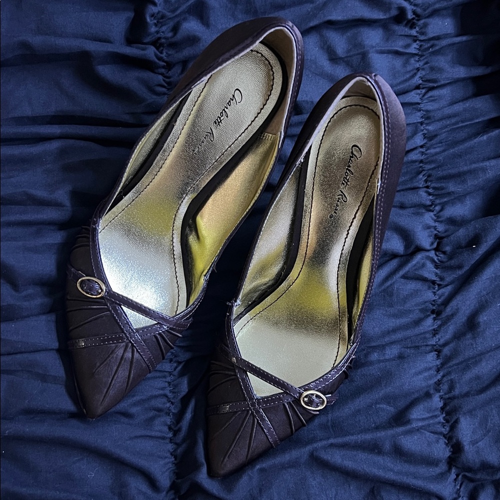 charlotte russe brown buckle heels